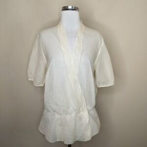 Gap Ivory Cotton Wrap Shirt Lightweight Sheer Airy Minimal
